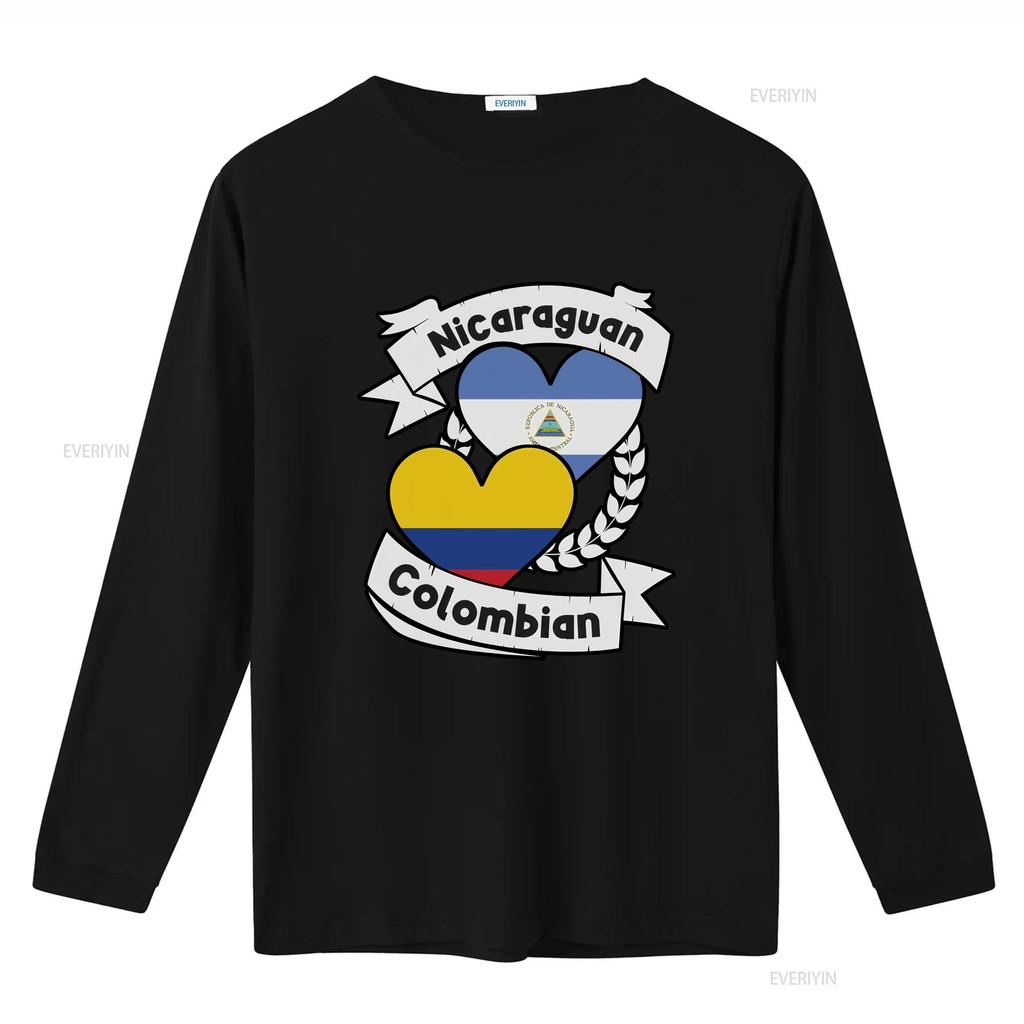 Nicaraguan Colombian Heart Flags Nicaragua Colombia T Shirt Vintage Washed Casual Comfortable Breathable Stretched