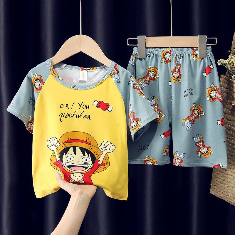 Summer Cartoon Pajama Set: Short Sleeve & Shorts for Kids