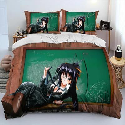Anime Serie Sexy High School Mädchen Bettwäsche Set 135x200, 3D Doppel Bettbezug Reißverschluss Bettbezug, Luxus Geschenk