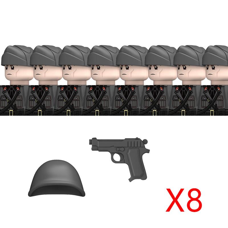 Non-Toxic Ww2 French Military Soldeirs Building Blocks Italy Warrior Italian Infantry Officer Gun Helmet Army War Weapon Bricks Toys Gift
