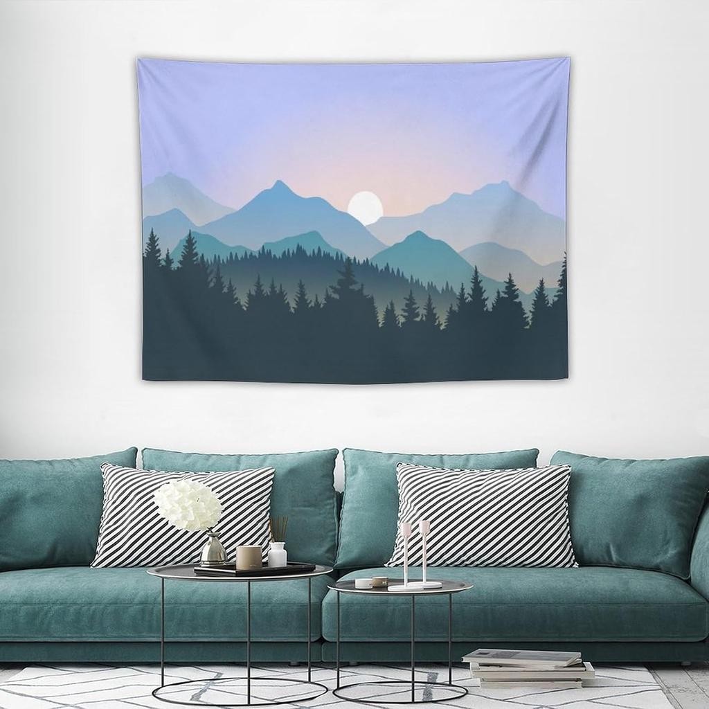 Japanese Tapestry Cherry Blossom Crane Sea Wave Fuji Mountain Red Sun Pattern Printed Wall Tapestry Painting Wall Hanging for