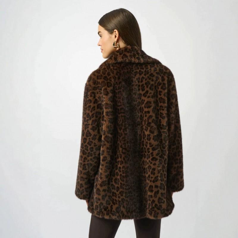 Leopardmønstret Faux Fur Frakke Dame Oversized Dobbeltknappet Blazer Krave Mellemlang Varm Vinter Ydertøj