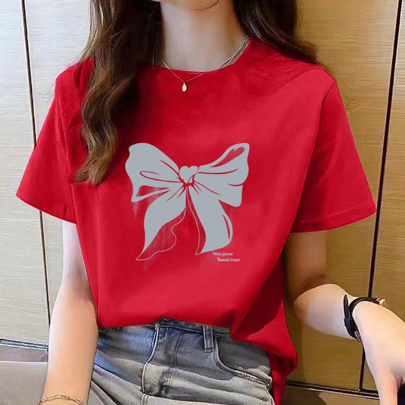 

Футболка с короткими рукавами женская одежда топ с короткими рукавами футболка новая круглая горловина свободный крой XL