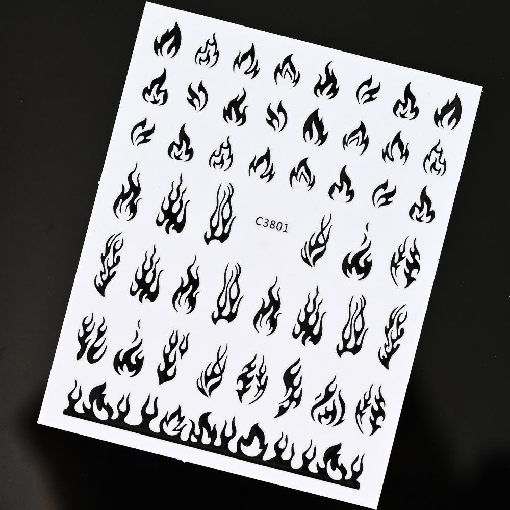 Bronzing Solid Color Butterfly Flame Nail Art Sticker 3D Adhesive Self-Adhesive Sweet Wind Nail Decorative Patch