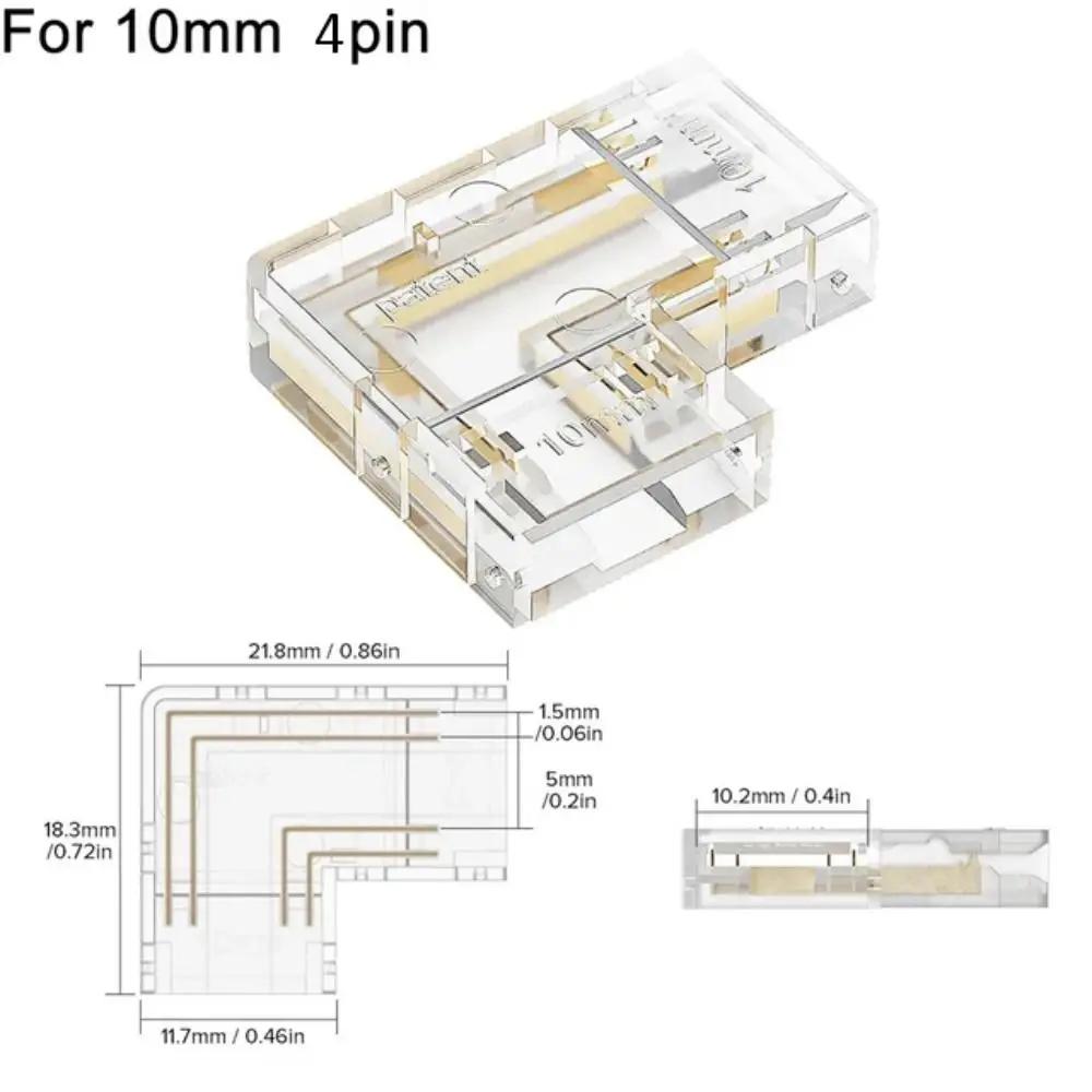 

COB LED Connectors L Shape Corner LED Strip Connector Terminal Practical 2/3/4 Pin Connector for CCT FCOB RGB Strip Lights