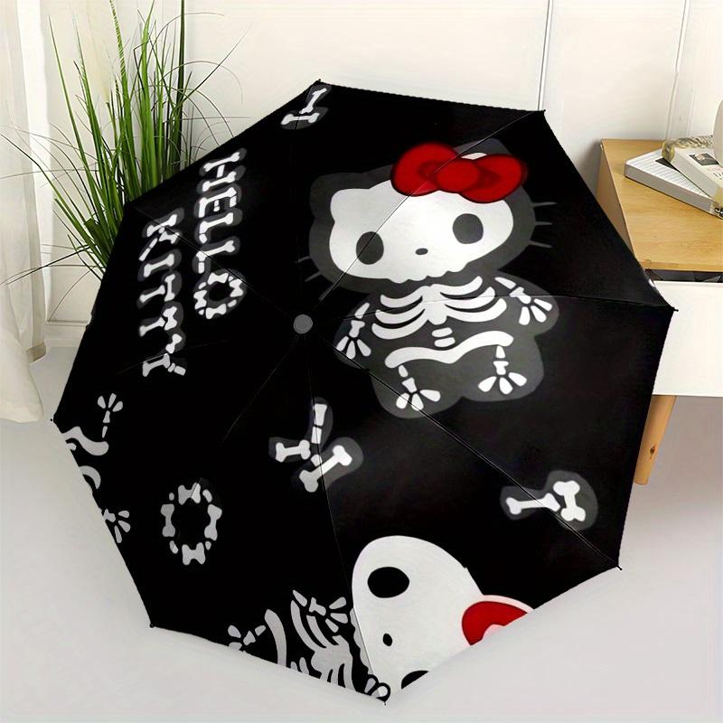 

1pc Skeleton Hello Kitty PatternUmbrella with Plastic Handle,Suitable for All Seasons Home Travel Outdoor UmbrellaSanlio232