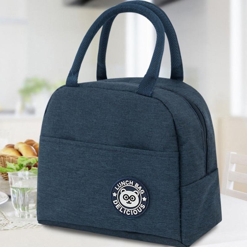 Insulated Lunch Bag Portable LargeCapacity Thermal Lunch Box Durable Waterproof Meal Pack Ice Pack Student Camping Lunch Handbag темно-синий