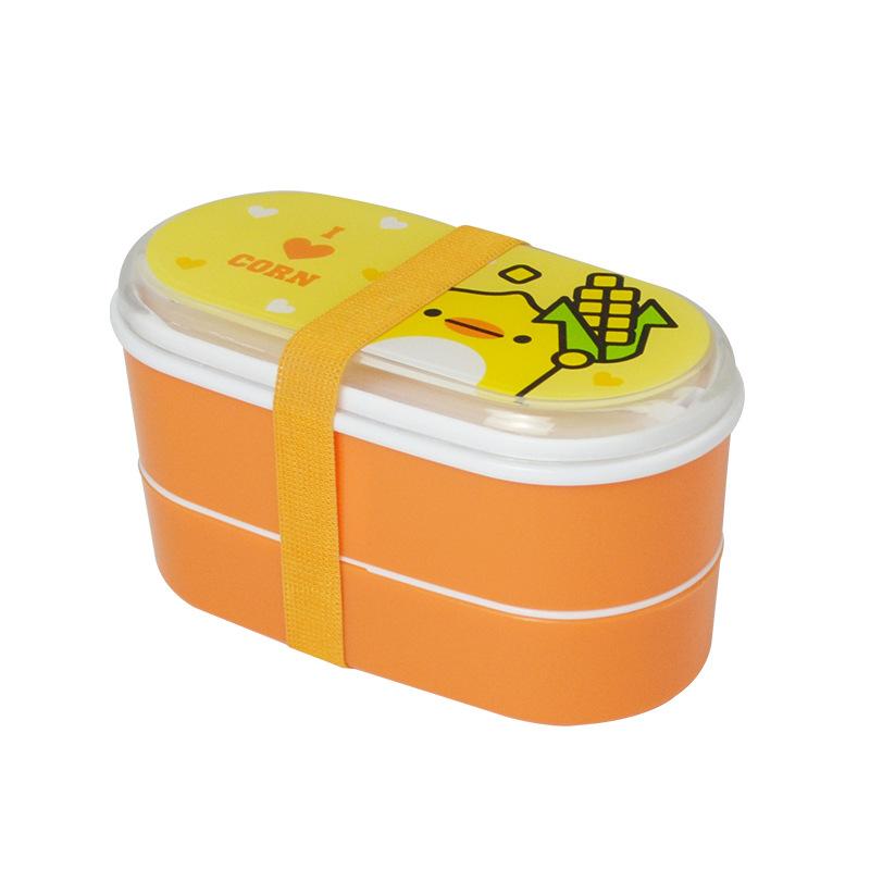 High Quality Cartoon Healthy Plastic Bento Box,Portable 600ml Lunch Bento Boxes Food Container Dinnerware Lunchbox Cutlery