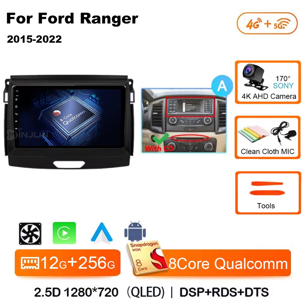 Android 14 Car Radio Stereo Screen For Ford Ranger 2015 2016 2017 2018 2019-2022 Qualcomm Multimedia Carplay Autoradio Head unit