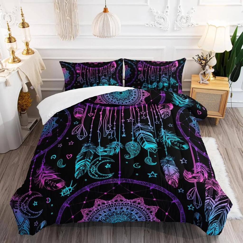 Comforter Dreamcatcher Boho Colorful Dream Catcher Bedding Set Girls Children Women Bedroom Decor Queen