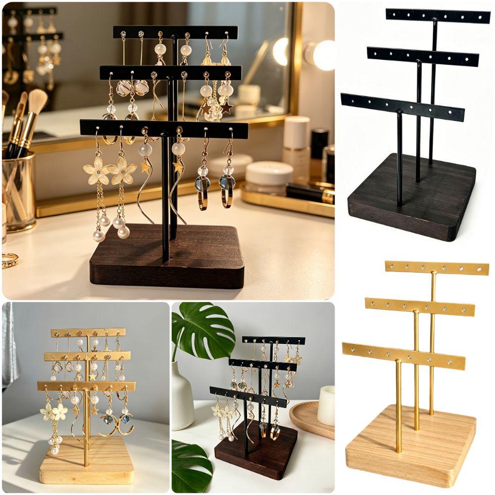 Black Gold Jewelry Storage Rack Multifunctional Earstuds Rack  Jewelry Organization