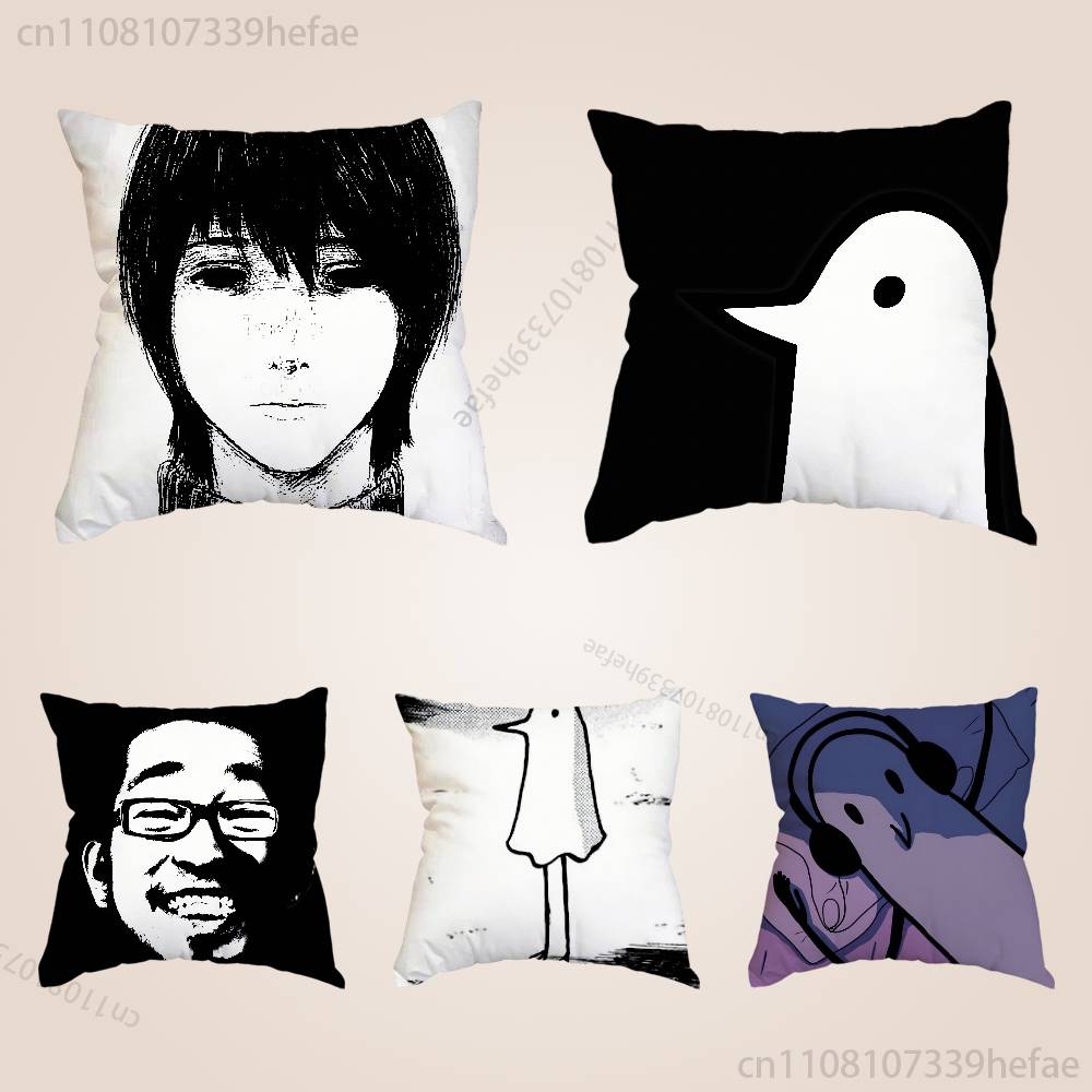 GGoodnight Oyasumi PPunpun Pillow Case Plush Pillow Cases Home Decoration Pillow Cover for Sofa Bed Chair Living Room
