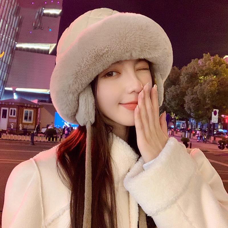 Lei Feng hat women's winter velvet thickened warm and cold ear protection hat casual versatile plush hat Korea