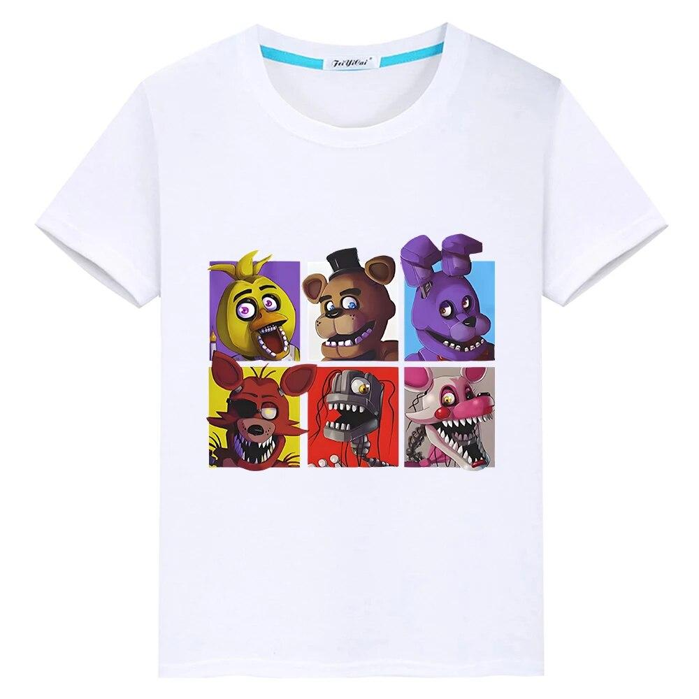 Letní tričko FNAF 100% bavlna Krátký kreslený potisk Anime Trička y2k jednodílné tričko Bear Rabbit pride chlapec Topy dětské oblečení dívky