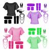 80s Fancy Dress Costume Accessories Workout Headband Earring Fishnet Shirt Necklace Bracelet for 80s Retro Party Decors