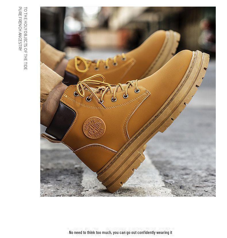 Men's Autumn High-Top Martin Boots, British Style, All-Match Thick-Soled Trendy Korean Short Boots