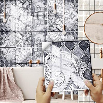 Cement Grey Marble Tile Sticker Kitchen Backsplash Oil-proof Cupboard Wardrobe Decoration Wall Decals Peel Stick Art Mural