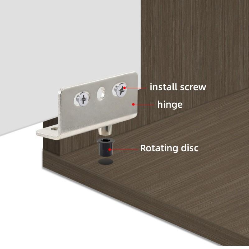 Iron Right Angle Pivot Hinge Set For Wooden Doors Furniture Cabinets Installation With Screws Plastic Covers
