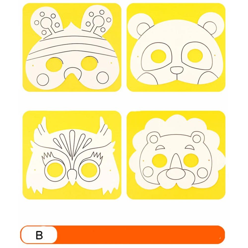 8Pcs Cartoon Animal Painting Masks Diy Color Kindergarten Graffiti Coloring Crafts Toys Children Creative Hand-Painted Fun Toys