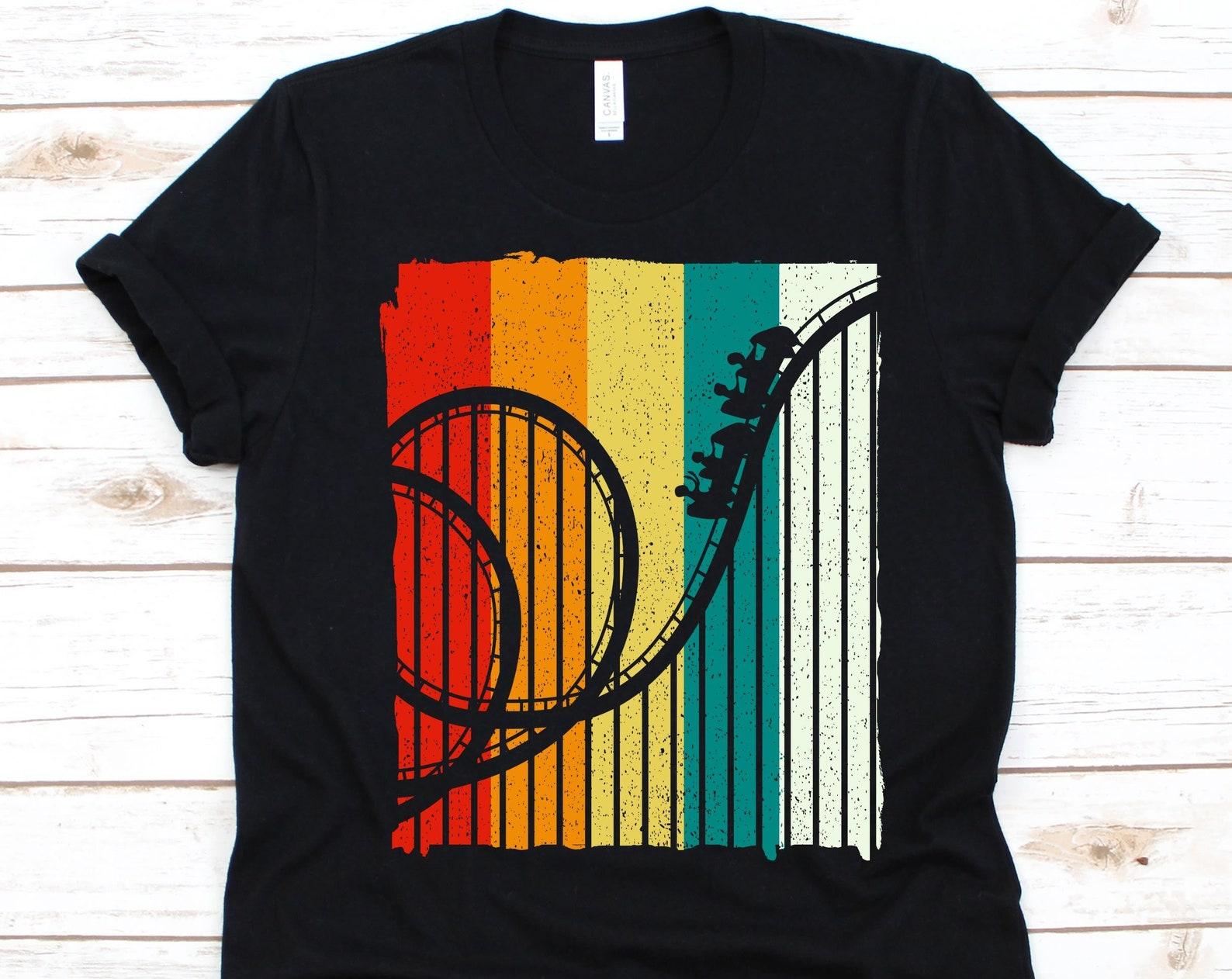 Roller Coaster Retro Vintage Shirt, Roller Coaster Lover Gift, Amusement Ride Graphic, Carnival Ride Design, Shuttle Roller Coaster Shirt 2XL