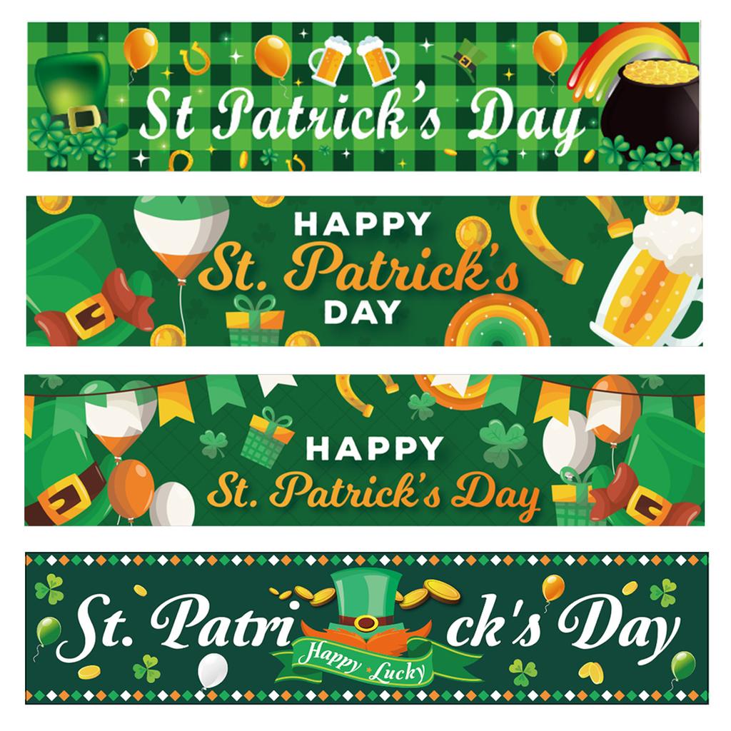 Irish Festival Clover Theme Party Outdoor Party Venue Arrangement Props Polyester Cloth Poster Customization