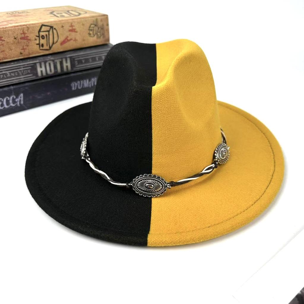 European and American Retro Trend Metal Performance Top Hat Fashion Autumn and Winter Jazz Hat Versatile Western Cowboy Hat
