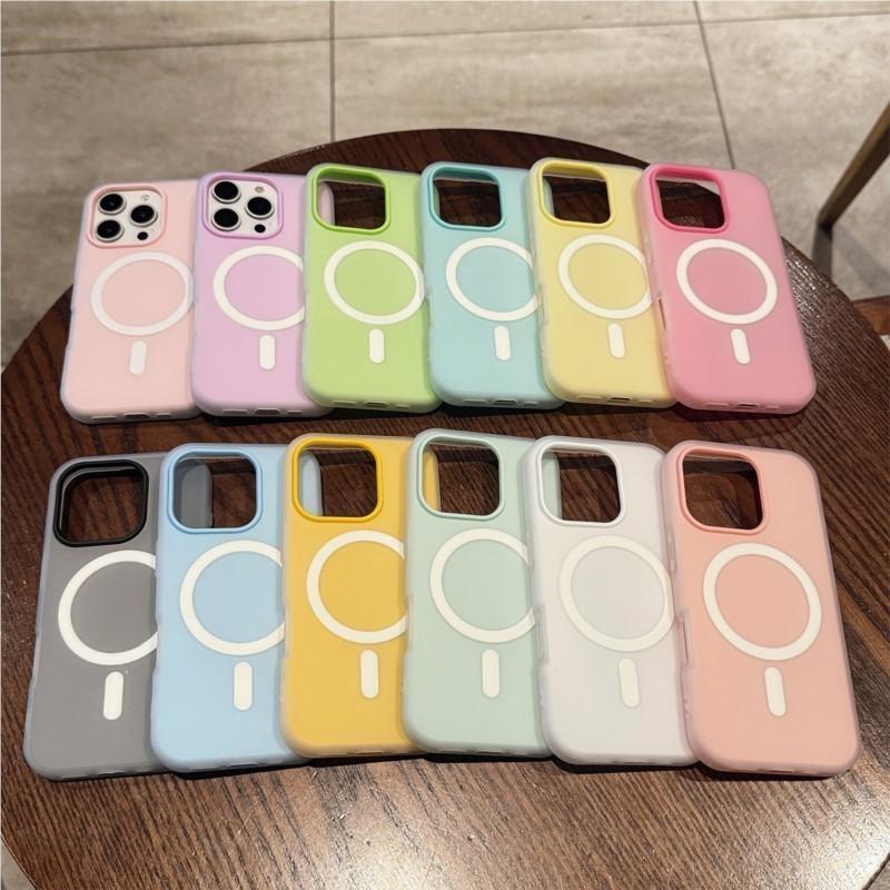 Luxury Wireless Charging ForMagsafe Phone Case ForiPhone 17 Air 11 12 13 14 15 16 Pro Max Magnetic Candy Bumper Matte Cover