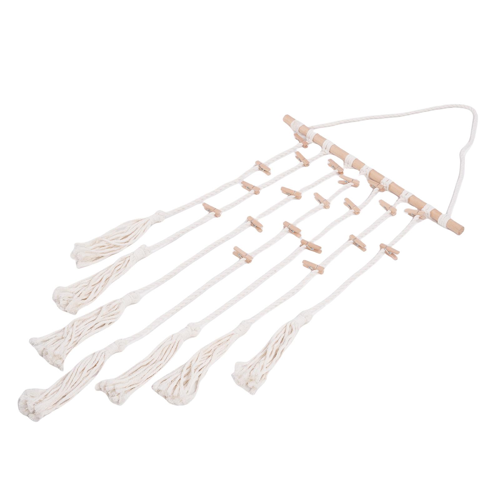 

Macrame Wall Hanging Photo Display with Clips Hand Woven Tassel Nordic Home Room Decor