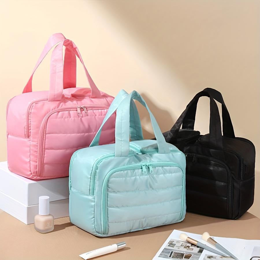 Large Capacity Quilted Makeup Bag - Portable Multifunctional Organizer with Layered Design, Durable Polyester, Business