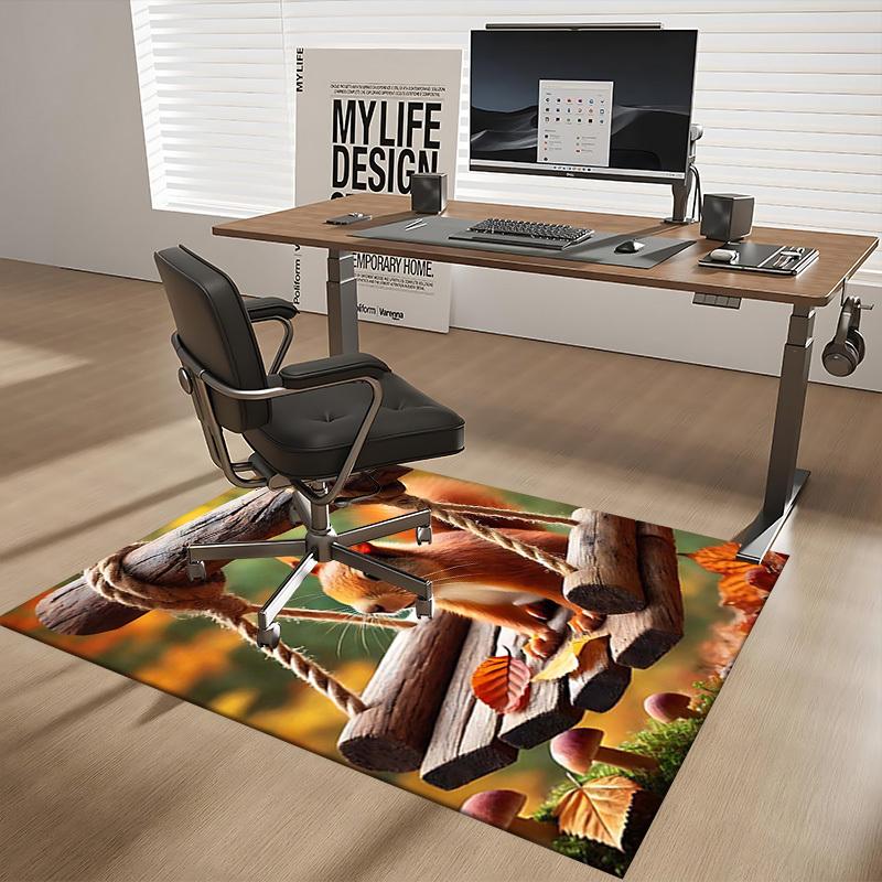 1pc Anime Squirrel Chair Mat - Seasonal Gift for Office and Home Decor - Non-Slip Carpet for Desk Chairs.C066