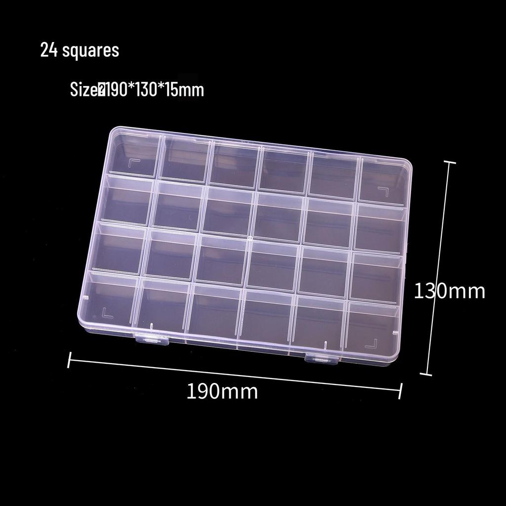 Aufbewahrungsbox aus transparentem Kunststoff mit 24 Fächern für Nailart, Strasssteine, Perlen und Schmuckzubehör