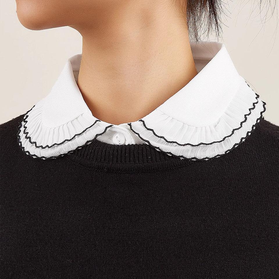 Fashion White Lace Fake Collar lapel Shirt Fake False Collar Woman Black Detachable Collars For Women Half Shirt Faux Col Tie