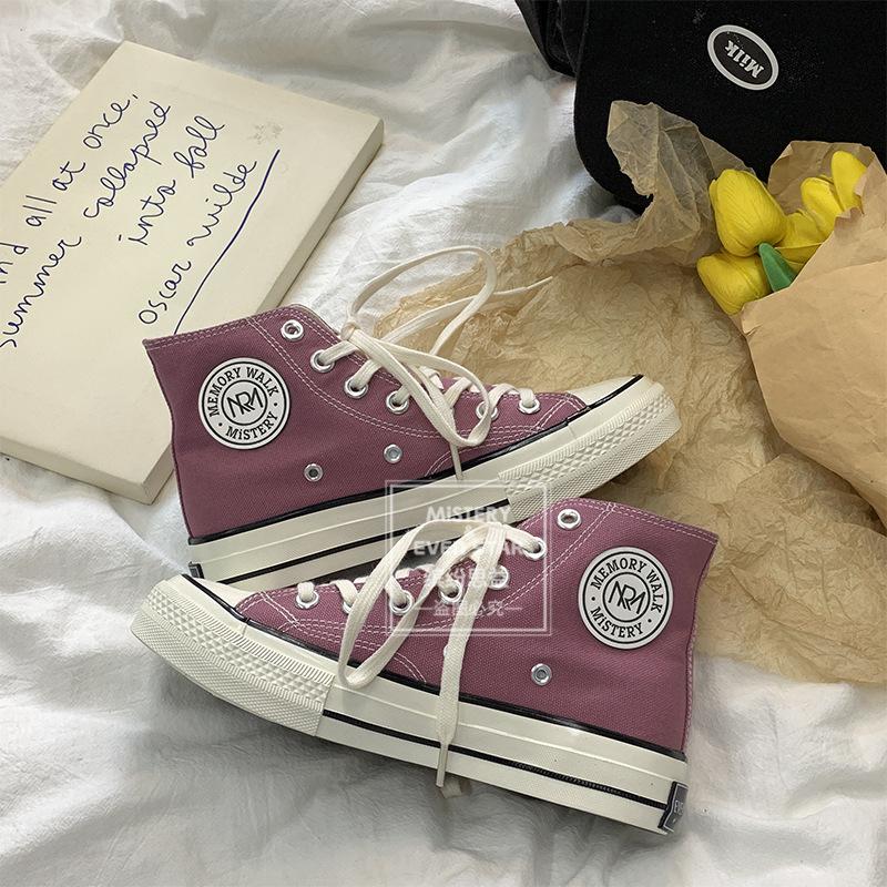 Round Label Canvas Shoes Student Men and Women Couple Shoes 211