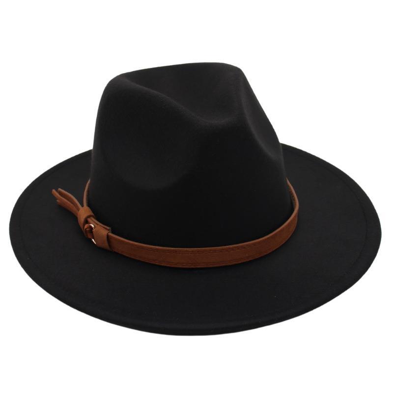 Top Hat Belt Buckle Model Jazz Hat Men'S And Women'S Concave Felt Hat Woolen Hat Fedora Hat