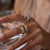 Youthway Modedesign Zweifarbig Metall Hämmer Muster Stern Offener Ring Für Frauen Edelstahl Trendiger Schmuck Geschenk Für Sie