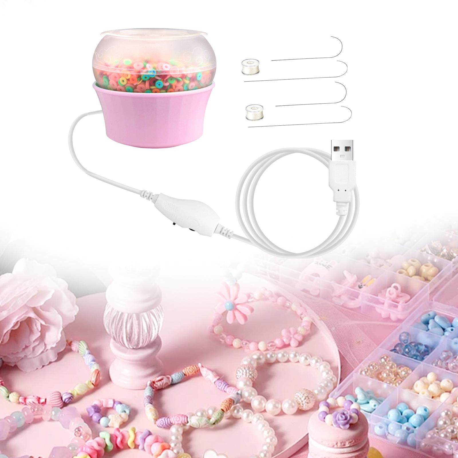 

Электрический прядильщик для бисера, инструменты для нанизывания чаши, бисероплетительная машина, изготовление USB-ниточных бусин для розовый