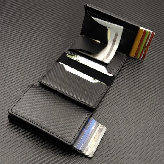 Men Pop-up Wallet RFID Blocking Card Holder Anti-Theft Slim Aluminum Alloy Wallet Pocket Wallet for Cash Credit Cards