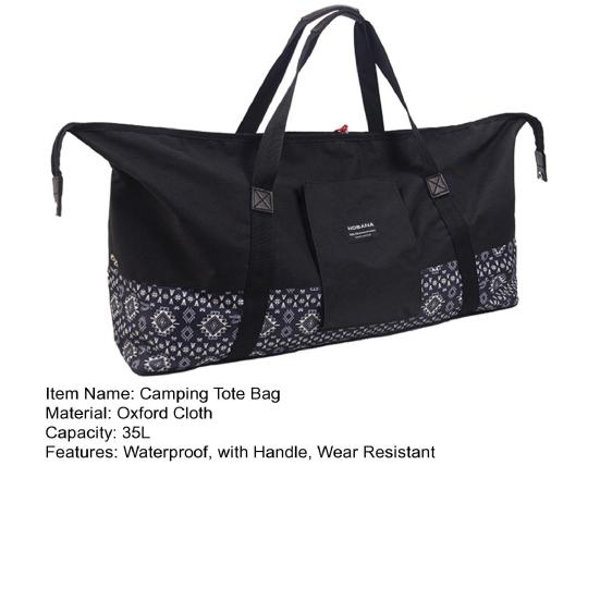 35L Camping Storage Bag with Pockets Large Capacity Waterproof Wear Resistant Cookware Picnic Camping Tote Bag Handbag
