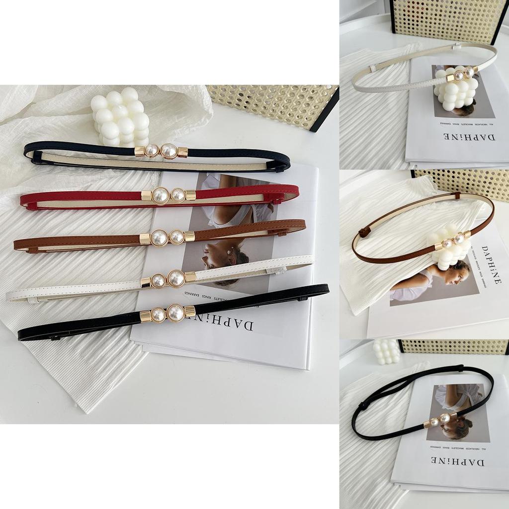 Stunning Matte Black Women's Belt With Elegant Pearl Buckle Perfect For Summer Outfits