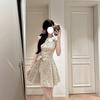 2026 Summer New Doll Collar Sleeveless Lace-up Skirt Super Good-looking French Floral Dress Waist A-word Short Skirt