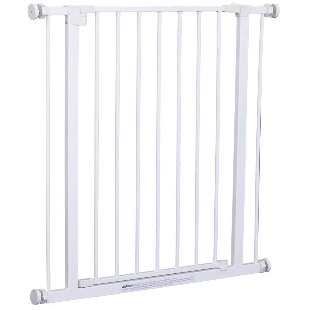 Cancello di Sicurezza Espandibile per Animali Facile Installazione con Supporti a Pressione Acciaio Resistente con Finitura Verniciata a Polvere Bianco 76x76-82cm