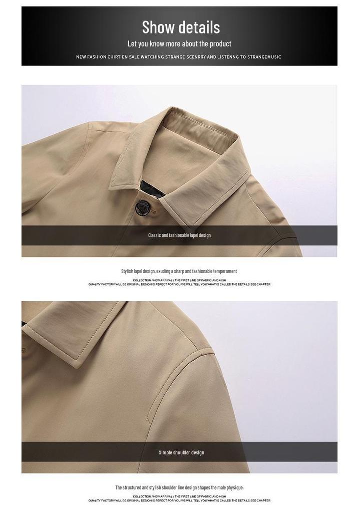 Men's High-Grade Mid-Length Casual Windbreaker Lapel Jacket for Spring, Summer, and Autumn