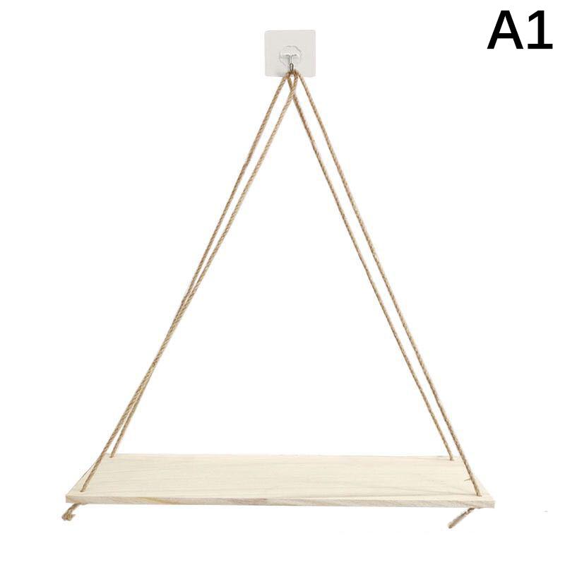 

1 шт. Деревянные качели Подвесная пеньковая веревка Настенная полка Навесная плавающая Дом Гостиная Растение Цветочный горшок Подставка Хранение Садовое украшение