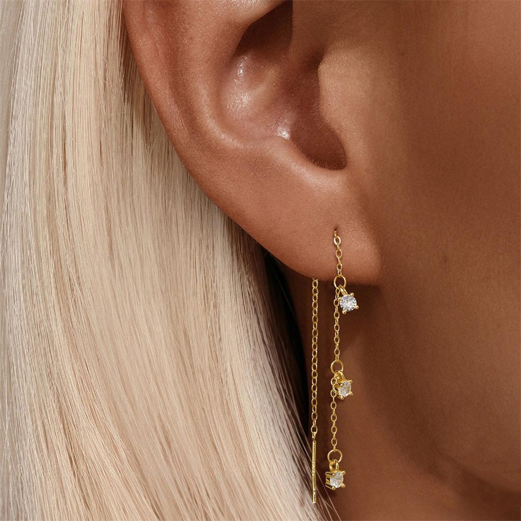 Stylish Long Tassel Earrings Brass Electroplated Fashion Hoop Earrings For Women, Luxurious Statement Earrings
