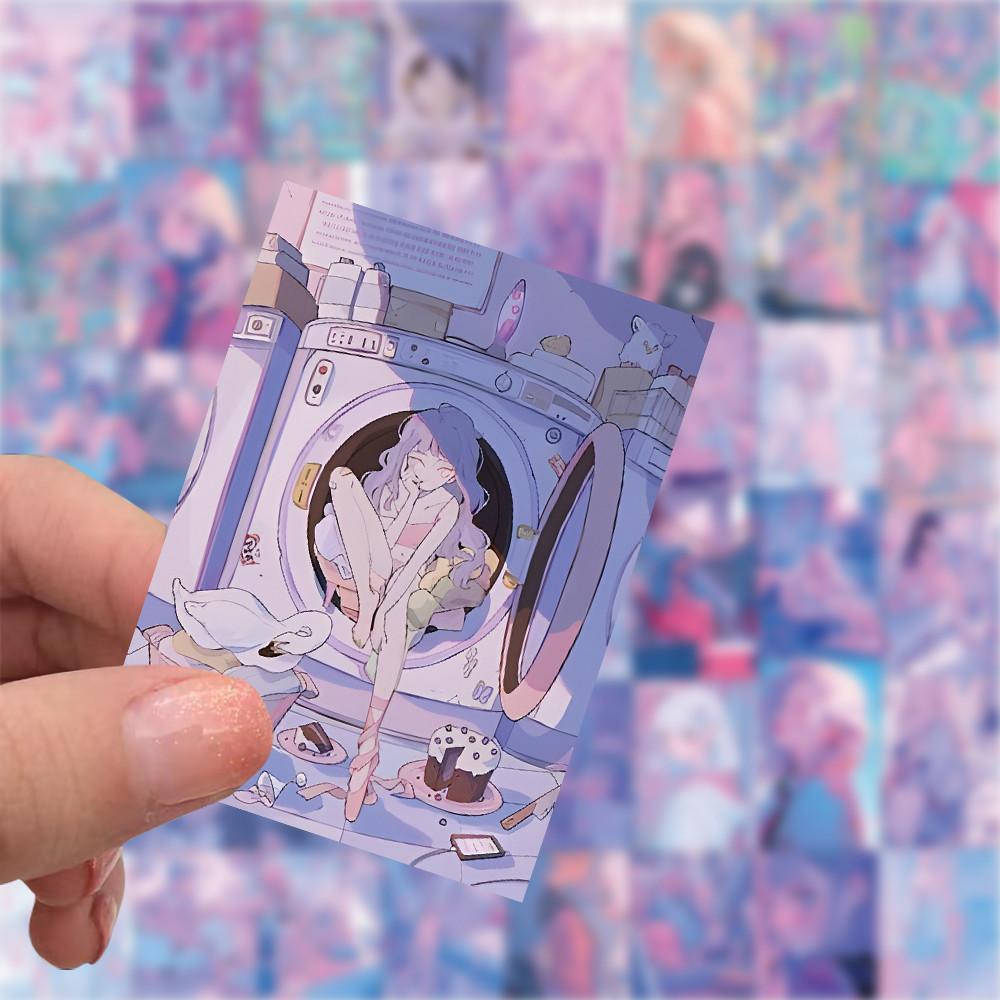 60PCS Pink-Purple Girl Stickers - Soft-Toned Cute Designs for Decorating Notebooks, Phones & DIY Crafts AnimeWorlds Store