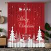 2pcs- Christmas Santa Claus Christmas Tree Pattern Printed Curtains   Christmas Decorations   Home Decorations   Room Decorations