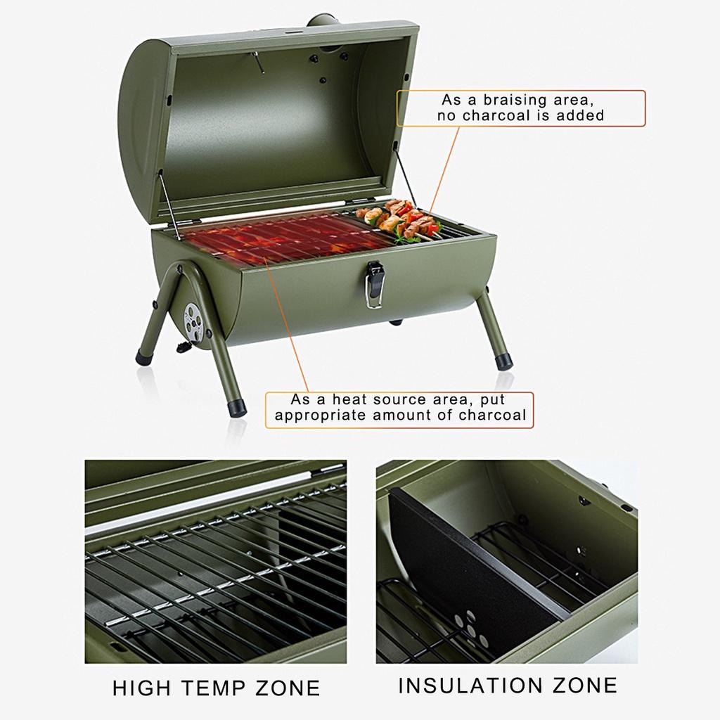 Red / Green Portable BBQ Grill Thickened Charcoal Barbecue Stove Pit Patio Yard Meat Cooker Set for Camping Picnic Outdoor