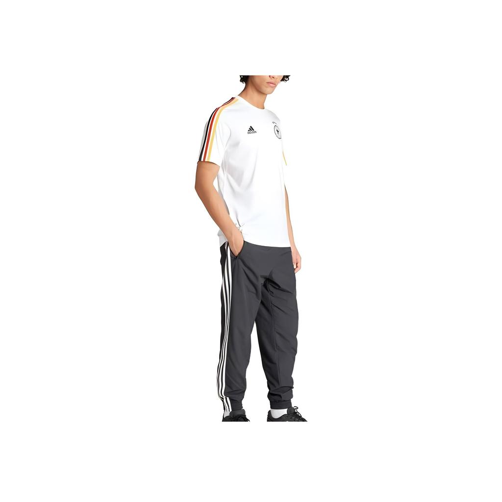adidas Logo-Print Drei-Streifen Rundhals Kurzarm T-Shirt Herren Oberteile Weiß IU2082