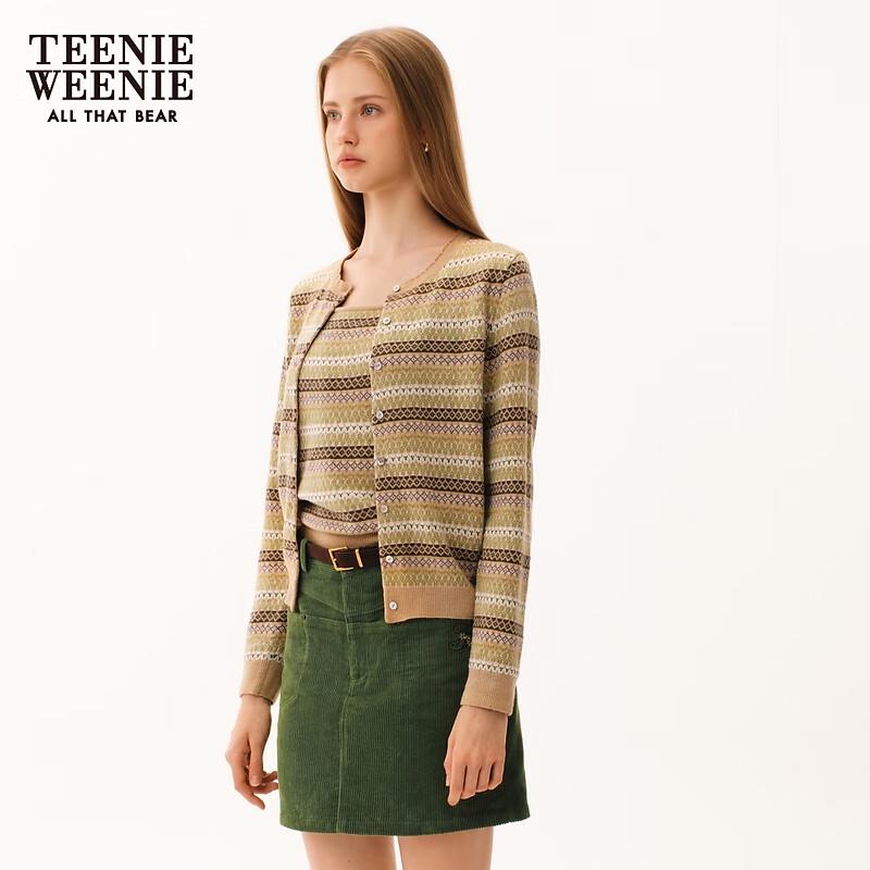 Teenie Weenie Women's Striped Bear Jacquard Knit Cardigan