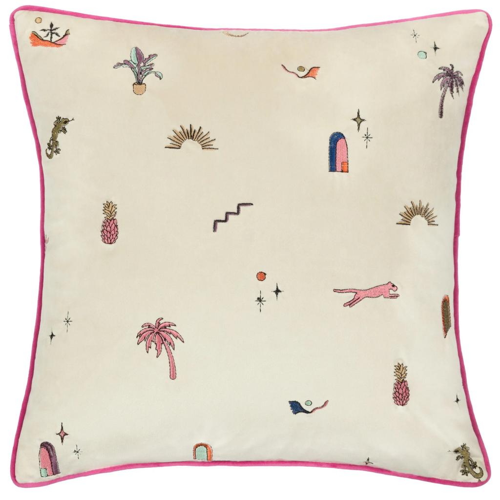 Furn Eivissa Velvet Embroidered Cushion Cover